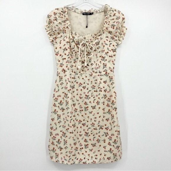 Nasty Gal Tongue-Tied Floral Cottagecore Lace-Up Mini Dress Size 2 - Picture 4 of 15